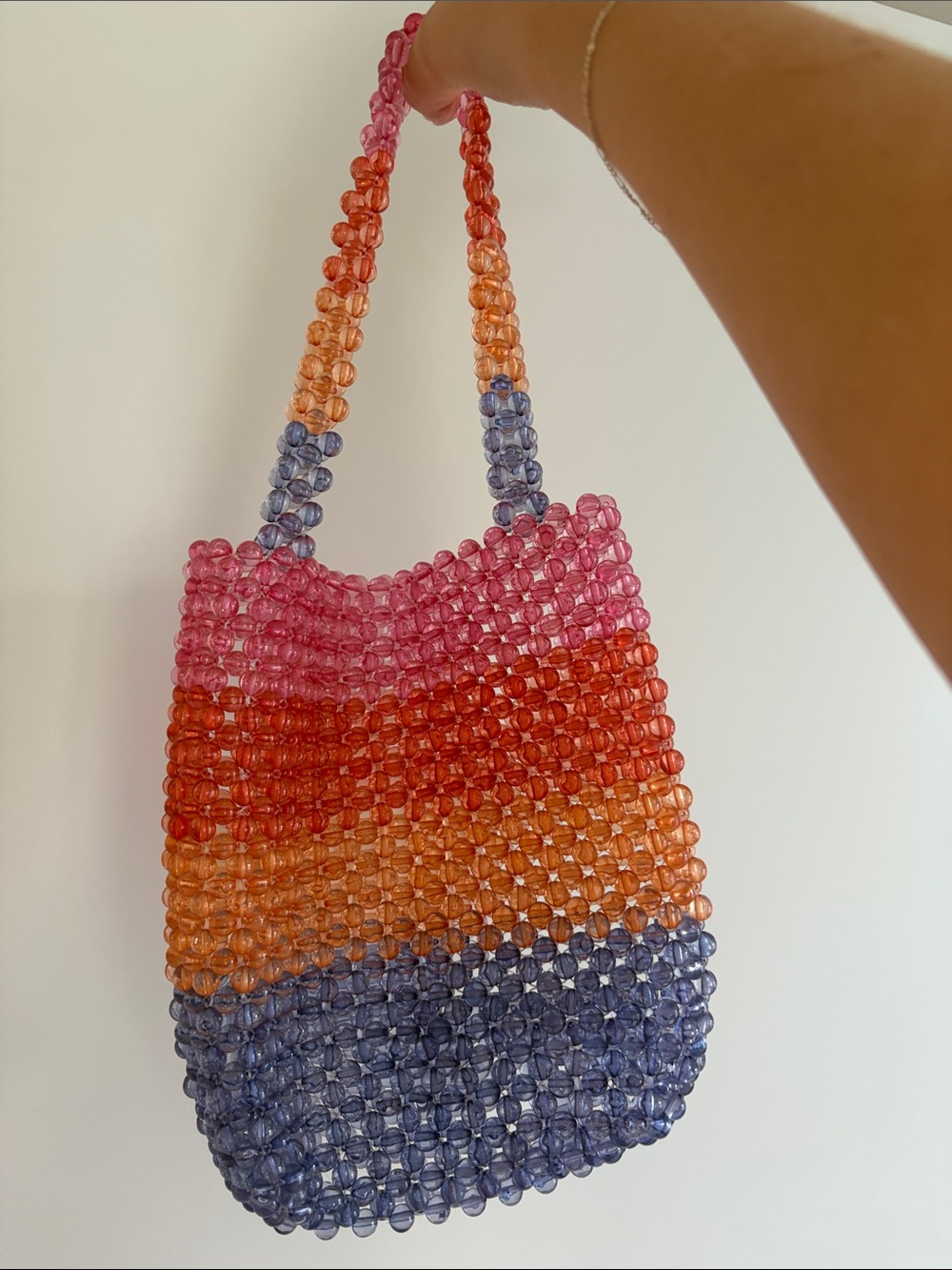 Beaded Small Bag - Pink, Orange & Blue